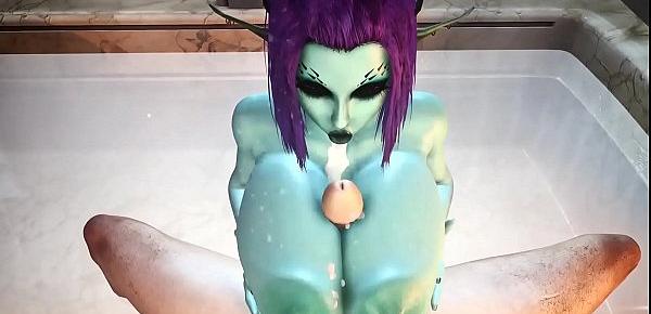  Soria - Sexy Big Titty Elf Bathtime and Titfuck